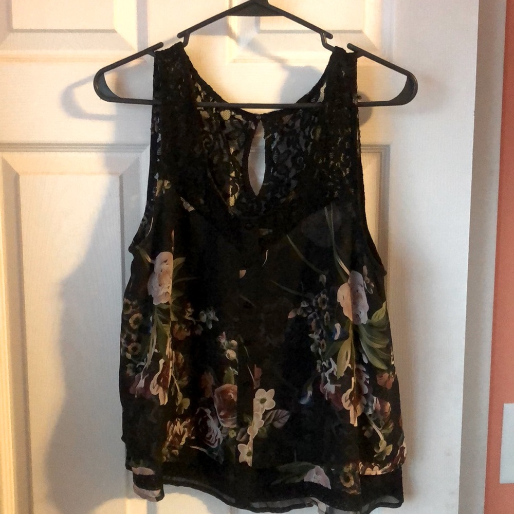 Black floral blouse